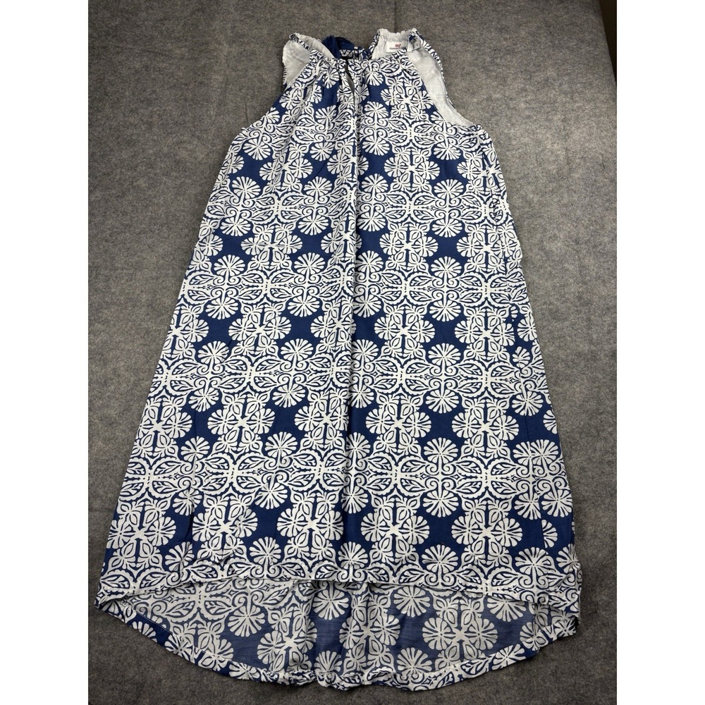 Vineyard Vines Women's 2 Blue Floral trapeze halter dress‎ Resort Artsy Boho